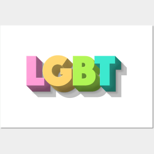 LGBT 70s Retro Style 3D Rainbow Block Design Posters and Art